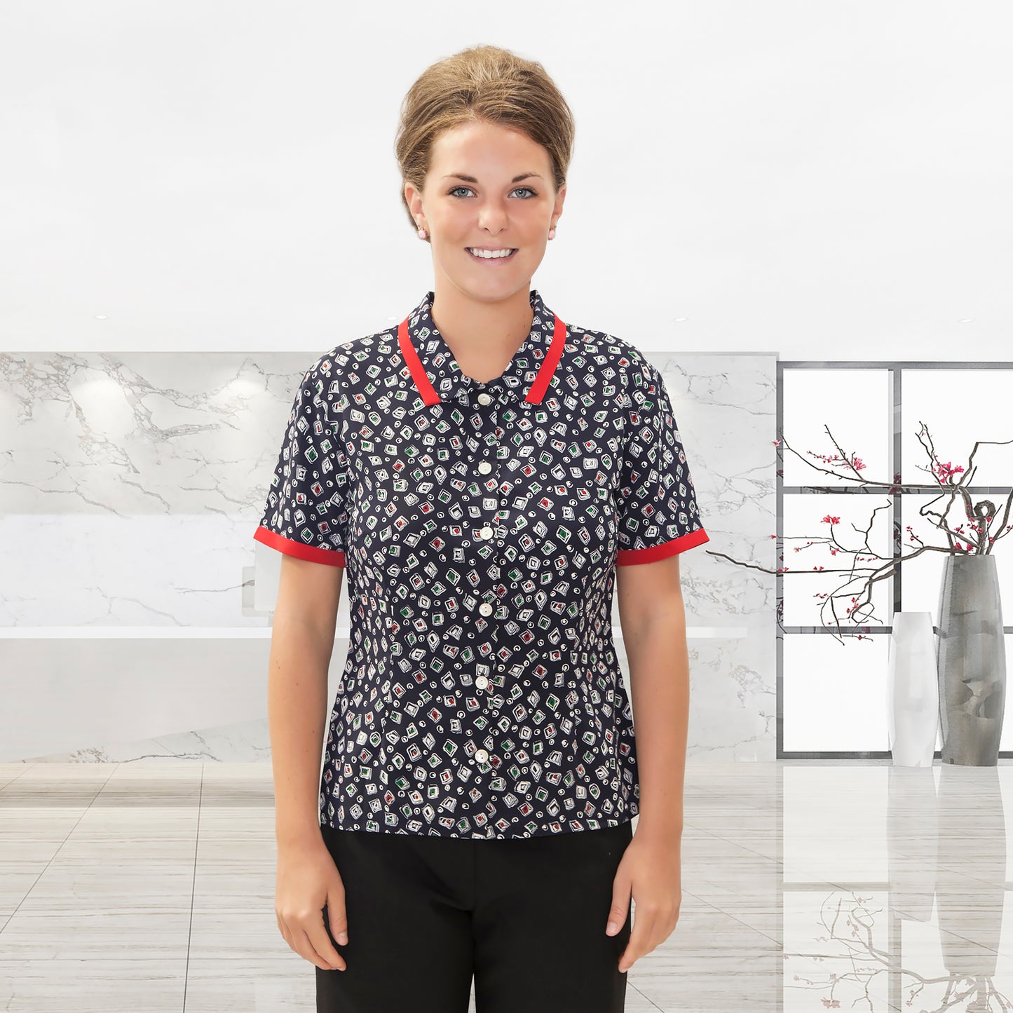 Contrast or Plain Blouse HOA-331