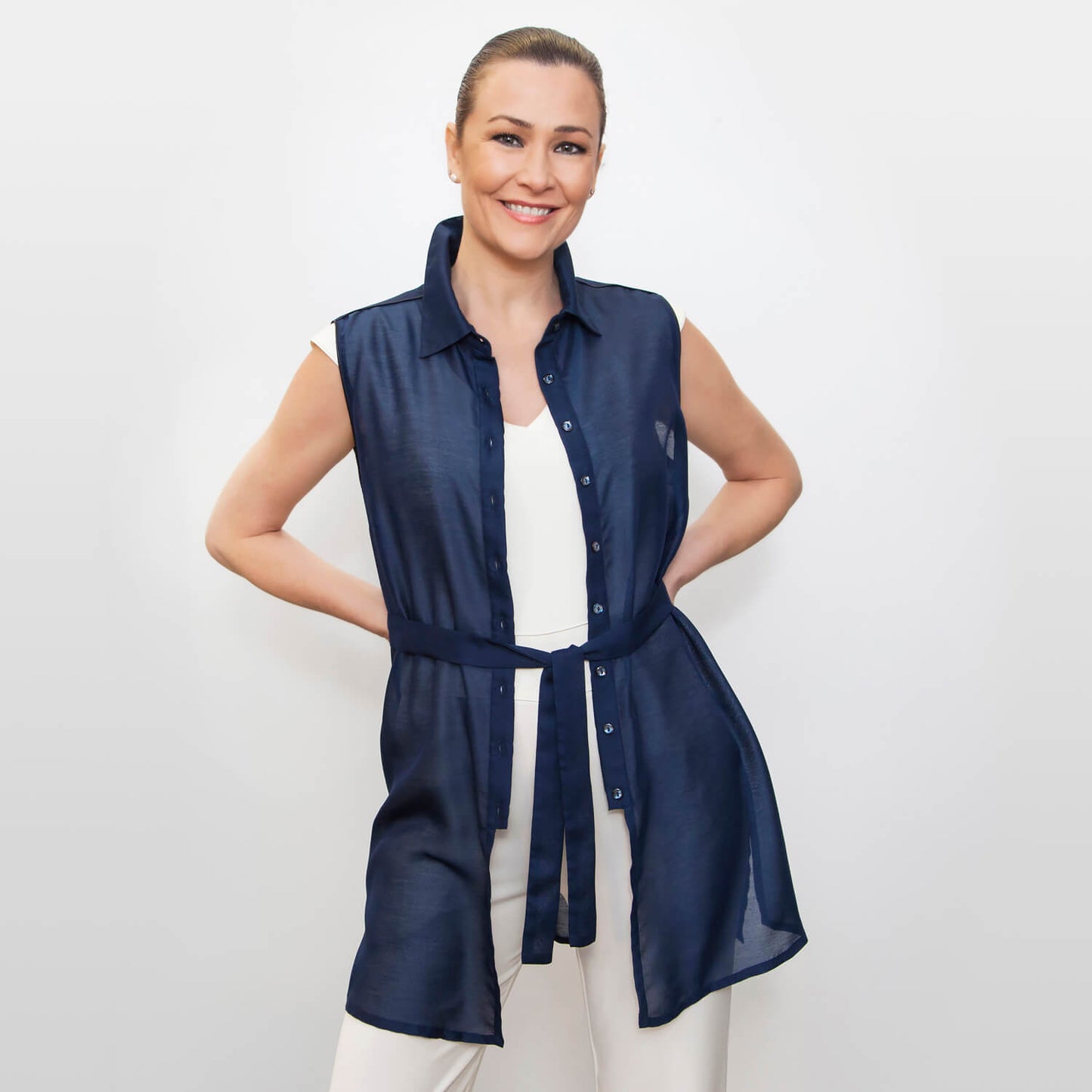 French Navy Gina Sleeveless Shirt